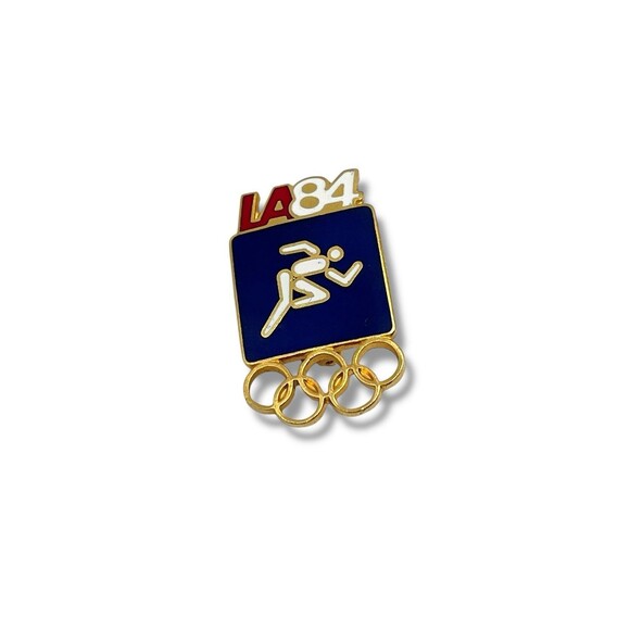 Soccer LA84 Olympic Summer Games Souvenir Lapel Pin Los Angeles 1984 5 Rings - Picture 1 of 3
